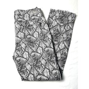 Seven7 Mid Rise Snake Print Skinny Jeans Size 8 Gray Black Stretch Statement